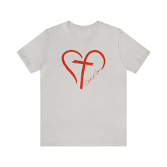 Heart and Cross Unisex Jersey Short Sleeve Tee