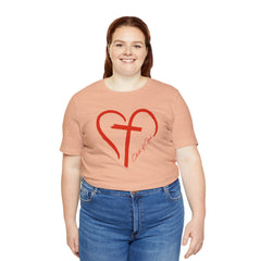 Heart and Cross Unisex Jersey Short Sleeve Tee