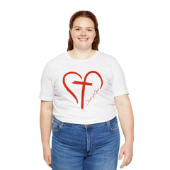 Heart and Cross Unisex Jersey Short Sleeve Tee