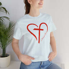 Heart and Cross Unisex Jersey Short Sleeve Tee