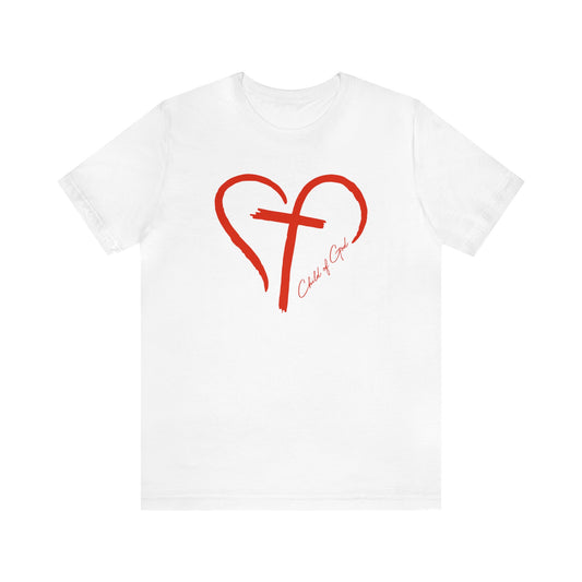 Heart and Cross Unisex Jersey Short Sleeve Tee