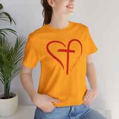 Heart and Cross Unisex Jersey Short Sleeve Tee