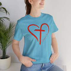 Heart and Cross Unisex Jersey Short Sleeve Tee
