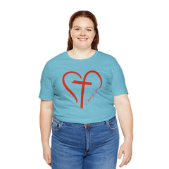 Heart and Cross Unisex Jersey Short Sleeve Tee