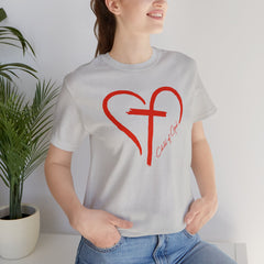 Heart and Cross Unisex Jersey Short Sleeve Tee