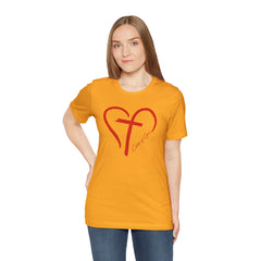 Heart and Cross Unisex Jersey Short Sleeve Tee
