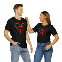 Heart and Cross Unisex Jersey Short Sleeve Tee