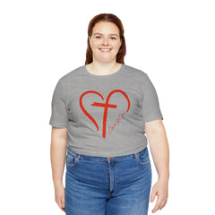 Heart and Cross Unisex Jersey Short Sleeve Tee