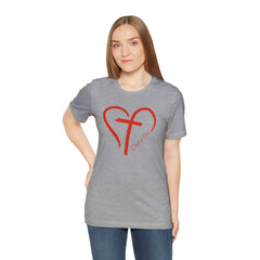 Heart and Cross Unisex Jersey Short Sleeve Tee