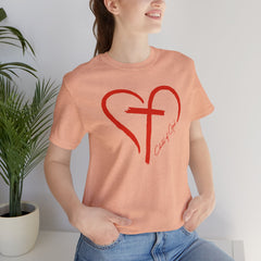 Heart and Cross Unisex Jersey Short Sleeve Tee