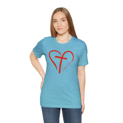 Heart and Cross Unisex Jersey Short Sleeve Tee