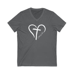 Heart and Cross Men's Jersey Short Sleeve V-Neck Tee