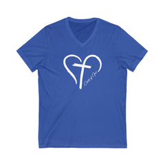 Heart and Cross Men's Jersey Short Sleeve V-Neck Tee