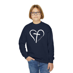 Heart and Cross Youth Crewneck Sweatshirt