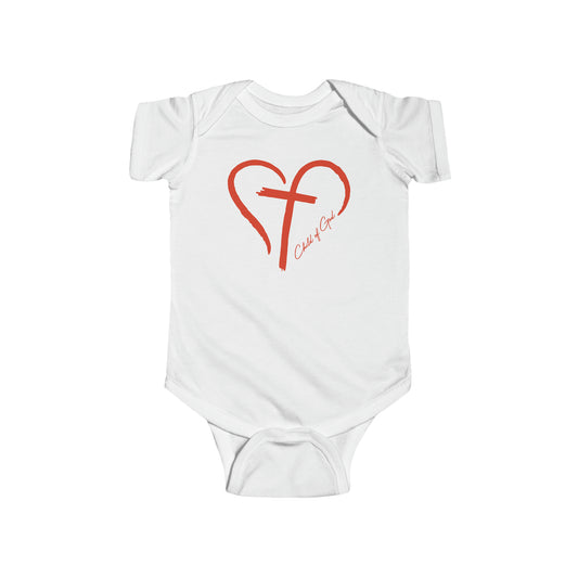 Heart and Cross Infant Fine Jersey Bodysuit