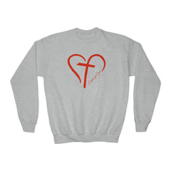 Heart and Cross Youth Crewneck Sweatshirt