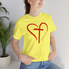 Heart and Cross Unisex Jersey Short Sleeve Tee