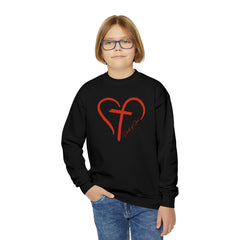 Heart and Cross Youth Crewneck Sweatshirt