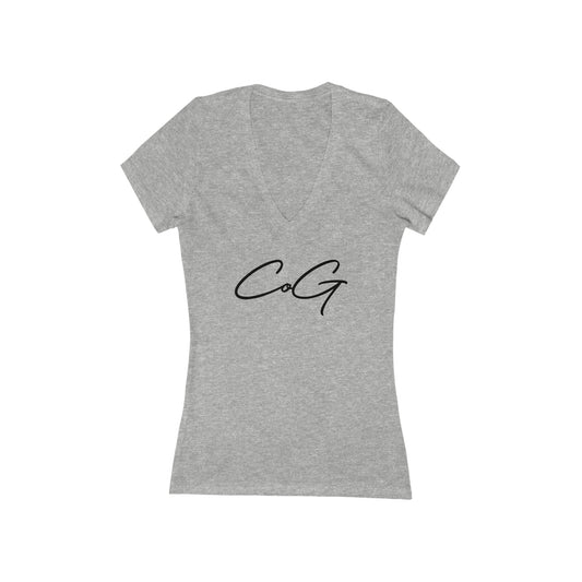 CoG Child of God Damen-T-Shirt aus Jersey mit kurzen Ärmeln und tiefem V-Ausschnitt
