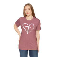 Heart and Cross Unisex Jersey Short Sleeve Tee