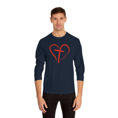 Heart and Cross Men's Long Sleeve T-Shirt