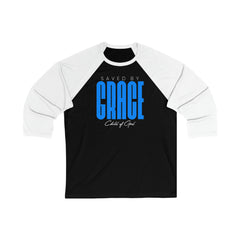 Saved by Grace Men's 3/4 Sleeve Baseball Tee