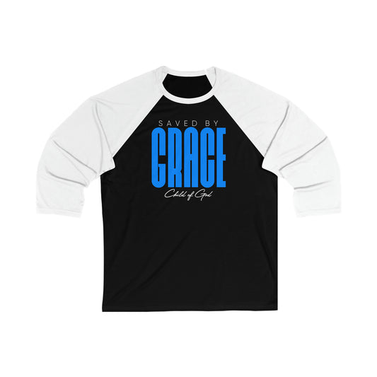 Saved by Grace Unisex-Baseball-T-Shirt mit 3/4-Ärmeln