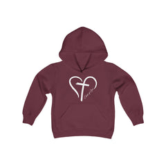 Heart and Cross Youth Heavy Blend Hooded Sweatshirt