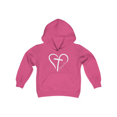 Heart and Cross Youth Heavy Blend Hooded Sweatshirt