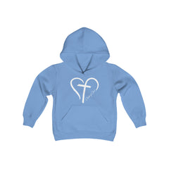 Heart and Cross Youth Heavy Blend Hooded Sweatshirt