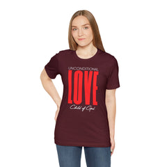 Camiseta unissex de manga curta com amor incondicional