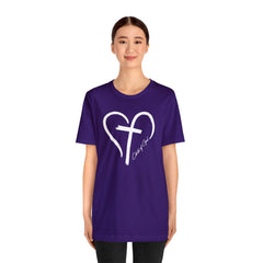 Heart and Cross Unisex Jersey Short Sleeve Tee