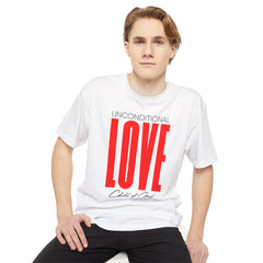 Camiseta urbana masculina de corpo longo com amor incondicional