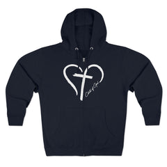 Heart and Cross Men's Premium Full Zip Hoodie