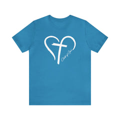 Heart and Cross Unisex Jersey Short Sleeve Tee