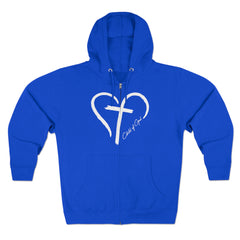 Heart and Cross Men's Premium Full Zip Hoodie