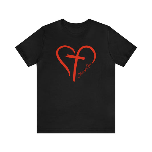 Heart and Cross Herren-Jersey-Kurzarm-T-Shirt