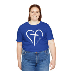 Heart and Cross Unisex Jersey Short Sleeve Tee