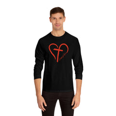 Heart and Cross Men's Long Sleeve T-Shirt