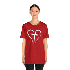 Heart and Cross Unisex Jersey Short Sleeve Tee