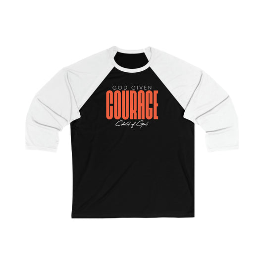 Camiseta de beisebol unissex de manga 3/4 God Given Courage