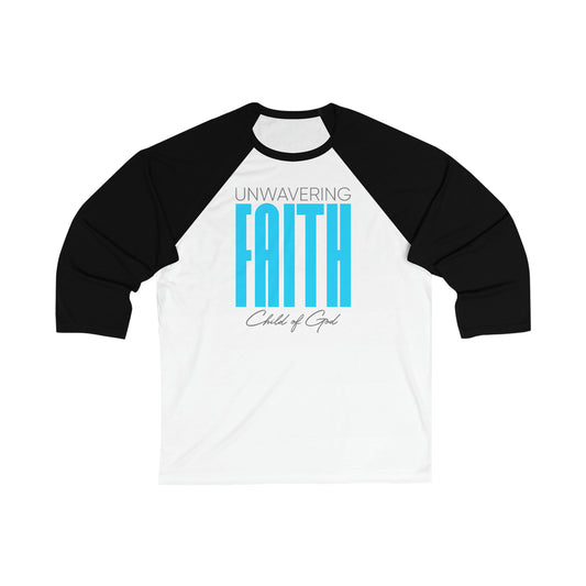 Camiseta de beisebol unissex de manga 3/4 Unwavering Faith