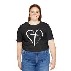 Heart and Cross Unisex Jersey Short Sleeve Tee