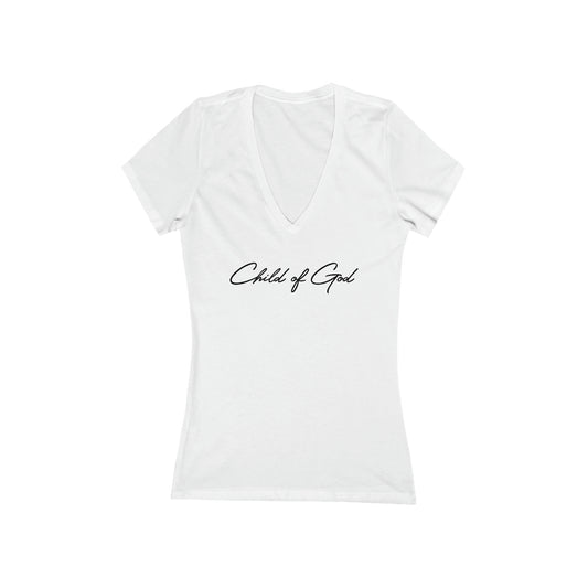 Damen-T-Shirt aus Jersey im klassischen Design mit kurzen Ärmeln und tiefem V-Ausschnitt