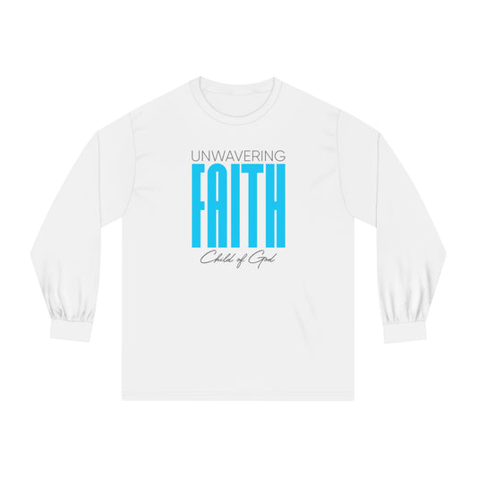 Camiseta de manga comprida unissex da fé inabalável