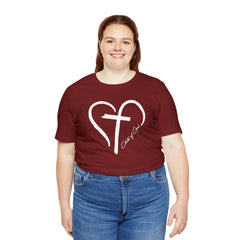 Heart and Cross Unisex Jersey Short Sleeve Tee