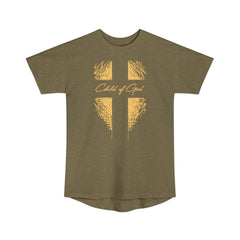 Camiseta urbana masculina Shield and Cross de corpo longo