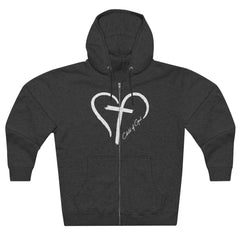 Moletom com capuz com zíper completo unissex Heart and Cross