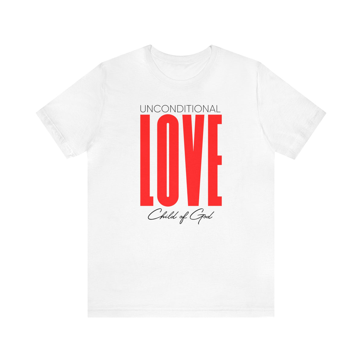 Camiseta unissex de manga curta com amor incondicional