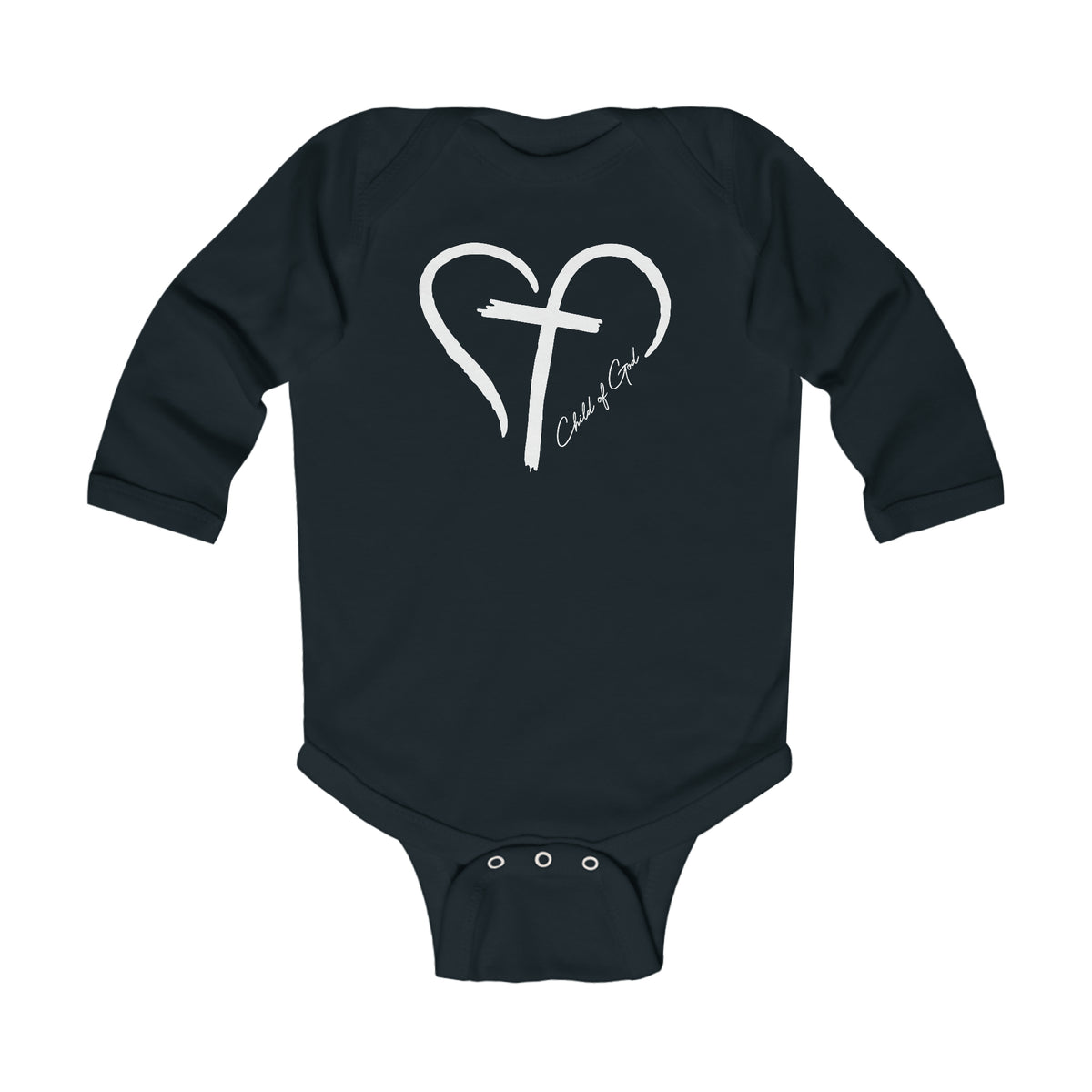 Heart and Cross Infant Long Sleeve Bodysuit